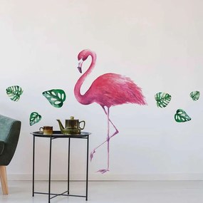 Αυτοκόλλητα Τοίχου Βινυλίου Tropical Flamingos 44237 70x70cm Pink Ango Vinyl