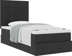 vidaXL Οθωμανικό κρεβάτι με στρώμα Μαύρο 90x190cm Ύφασμα