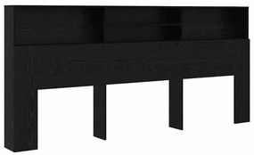 vidaXL Κρεβάτι με Κεφαλάρι με ράφι Μαύρη δρυς 220 x 19 x 101.5 εκ