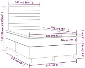 ΚΡΕΒΑΤΙ BOXSPRING ΜΕ ΣΤΡΩΜΑ &amp; LED ΚΡΕΜ 120X200 ΕΚ. ΥΦΑΣΜΑΤΙΝΟ 3134946