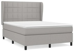 Κρεβάτι Boxspring με Στρώμα Ανοιχτό Γκρι 140x190 εκ. Υφασμάτινο - Γκρι