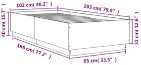 Πλαίσιο Κρεβατιού Μαύρο 100x200 εκ. Επεξεργ. Ξύλο - Μαύρο