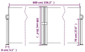 Σκίαστρο Πλαϊνό Συρόμενο Μαύρο 100 x 600 εκ. - Μαύρο