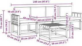 vidaXL Σειρά Καναπέ Εξωτερικού με μαξιλάρι 5 pcs Άσπρο και Ανθρακί