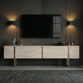 Έπιπλο Τηλεόρασης Τραβερτίνη / Χρυσό LABEN 180x30x50