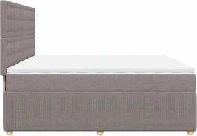 vidaXL Κρεβάτι Boxspring με Στρώμα Taupe 200x200 εκ. Υφασμάτινο