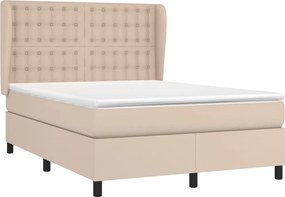 vidaXL Κρεβάτι Boxspring με Στρώμα Καπουτσίνο 140x200εκ.από Συνθ.Δέρμα