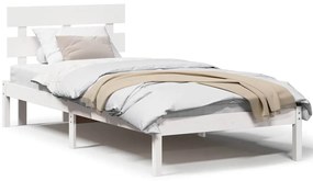vidaXL Σκελετός Κρεβατιού Λευκό 90 x 190 cm Μασίφ ξύλο πεύκου