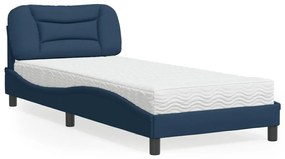 vidaXL Κρεβάτι με Στρώμα Μπλε 90x200 εκ.Υφασμάτινο
