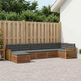 vidaXL Σειρά Καναπέ Εξωτερικού με μαξιλάρι 7 pcs Φυσικό και Ανθρακί