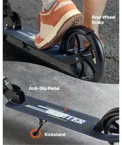 VEVOR Kick Scooter for Kids Ages 8+, Teens &amp; Adults, 2-Wheel Toddler Scooter with Adjustable Height Handlebar, Wide Anti-Slip Deck, Foldable Lightweight for Boys &amp; Girls up to 99.8 kg, Black + Purple