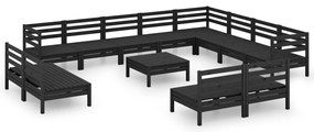 vidaXL Σαλόνι Κήπου Σετ 13 Τεμαχίων Μαύρο από Μασίφ Ξύλο Πεύκου