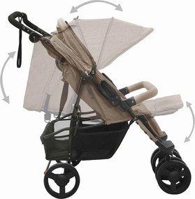vidaXL Καρότσι Διδύμων Taupe Ατσάλινο
