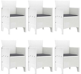 vidaXL Σέτ φαγητού για κήπο 7 pcs Λευκό Rattan Polt