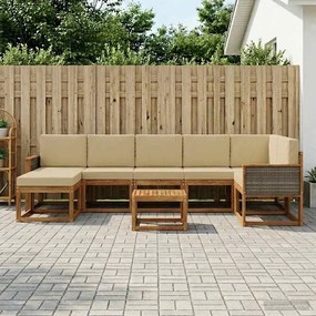 vidaXL Σειρά Καναπέ Εξωτερικού 8 pcs Φυσικό και Μπεζ Πολυεστέρας