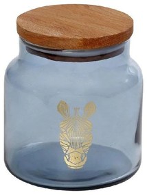 Βάζο Αποθήκευσης Με Καπάκι Jungle Zebra RAB627 635ml Φ10x11cm Blue Espiel Wood, Glass
