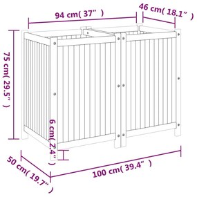 Ζαρντινιέρα Κήπου με Επένδυση 100x50x75 εκ. Μασίφ Ξύλο Ακακίας - Καφέ