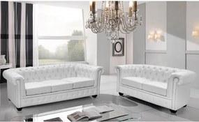 ΣΕΤ ΣΑΛΟΝΙ 2/ΘΕΣΙΟ &amp; 3/ΘΕΣΙΟ CHESTERFIELD ΛΕΥΚΟ ΜΑΤ