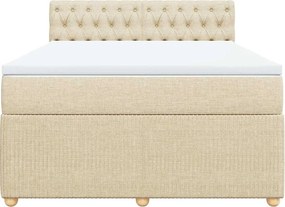 vidaXL Κρεβάτι Boxspring με Στρώμα Κρεμ 160x200 εκ. Υφασμάτινο