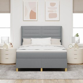vidaXL κρεβάτι Box Spring με στρώμα & LED Γκρίζο 140x200 εκ. ύφασμα
