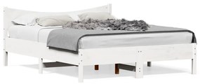 Πλαίσιο Κρεβατιού με Κεφαλάρι Λευκό 160x200 εκ. από Μασίφ Πεύκο