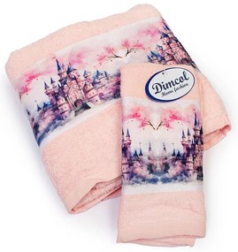 Πετσέτες Βρεφικές Fairytale Castle 325 (Σετ 2τμχ) Pink DimCol Σετ Πετσέτες 70x140cm 100% Βαμβάκι