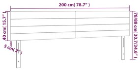 vidaXL Κεφαλάρι Κρεβατιού LED Ανοιχτό Γκρι 200x5x78/88 εκ. Υφασμάτινο