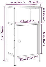 Κομοδίνο Γκρι Sonoma 41 x 31 x 80 εκ. από Επεξεργασμένο Ξύλο - Γκρι