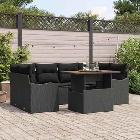 vidaXL Σετ Καναπέ Κήπου με μαξιλάρι 7 pcs Μαύρο 100 x 55 x 73 εκ