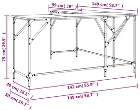 Γραφείο Καπνιστή Δρυς 149x149x75 εκ. από Επεξεργασμένο Ξύλο - Καφέ