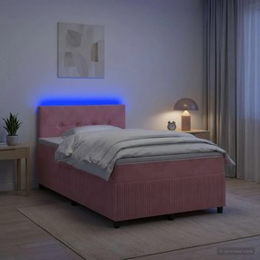 vidaXL Κρεβάτι box spring με στρώμα Ροζ 120 x 200 cm Βελούδο