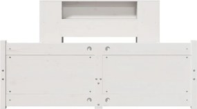 vidaXL Κρεβάτι Βιβλιοθήκη Χωρίς Στρώμα Λευκό 135x190 εκ Μασίφ Πεύκο