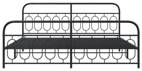 vidaXL Πλαίσιο Κρεβατιού με Κεφαλάρι&Ποδαρικό Μαύρο 200x200εκ. Μέταλλο