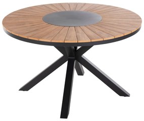 OUTDOOR ROUND TABLE MORIL  ALUMINUM IN ANTHRACITE-POLYWOOD IN NATURAL WOOD Φ120cm.