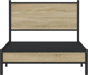 vidaXL Σκελετός Κρεβ. Χωρίς Στρώμα Sonoma Δρυς 100x200 εκ. Μεταλλικό