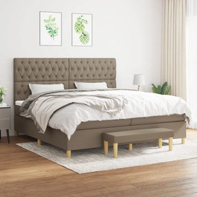 Κρεβάτι Boxspring με Στρώμα Taupe 200x200 εκ. Υφασμάτινο