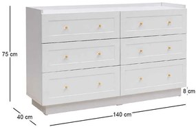 Συρταριέρα Henry Megapap χρώμα λευκό 140x40x75εκ.