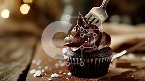 Intra Συλλεκτικό Ξύλινο Παζλ Plywood  4mm - Νόστιμο Cupcake με παγωμένο σοκολάτα με πιρούνι Σε Ξύλινο Κουτί - Διαστάσεις: 10x10 cm – 25 κομμάτια