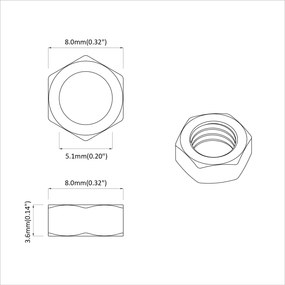 vidaXL Εξάγωνο Παξιμάδι 2 pcs Ασημί M6 Μέταλλο