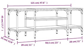 Έπιπλο Τηλεόρασης Μαύρο 121 x 35 x 45 εκ. Επεξεργ. Ξύλο/Σίδερο - Μαύρο