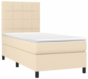 ΚΡΕΒΑΤΙ BOXSPRING ΜΕ ΣΤΡΩΜΑ ΚΡΕΜ 90X190 ΕΚ.ΥΦΑΣΜΑΤΙΝΟ 3141742