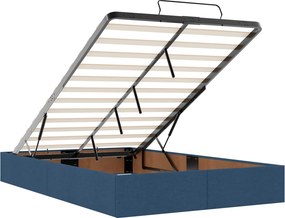 vidaXL Κρεβάτι Ottoman με Στρώμα και LED Μπλε 120 x 190 cm Ύφασμα