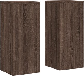vidaXL Βάσεις Φυτών 2 Τεμ. Καφέ Δρυς 30x30x70 εκ. Επεξεργασμένο Ξύλο