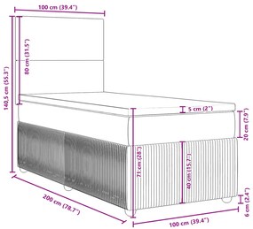 Κρεβάτι Boxspring με Στρώμα Σκούρο Πράσινο 100x200εκ. Βελούδινο - Πράσινο