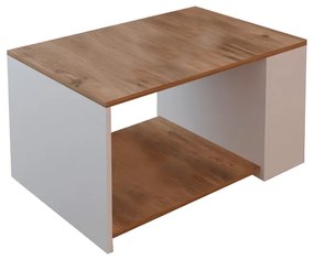 Τραπέζι σαλονιού Noil pakoworld oak-λευκό μελαμίνης 90x60x48εκ Model: 321-000048