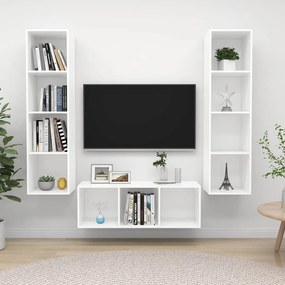 vidaXL Έπιπλα Τηλεόρασης Σετ 3 Τεμαχίων Λευκό από Μοριοσανίδα