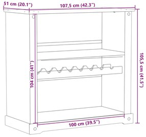 Κάβα Κρασιών Corona 107,5x51x105,5 εκ. από Μασίφ Ξύλο Πεύκου - Καφέ