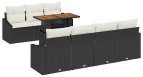 vidaXL Σετ Εξωτερικής Τραπεζαρίας 8 Τεμαχίων με Μαξιλάρια Μαύρο Πολυεστέρα Ακακίας