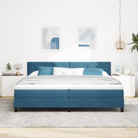 vidaXL Κρεβάτι Box Spring με Στρώμα Σκούρο Μπλέ 200x200 εκ Βελούδο