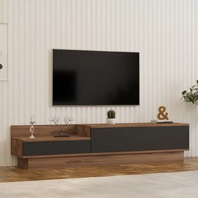 Έπιπλο τηλεόρασης Eclipse pakoworld σε sonoma-ανθρακί απόχρωση 160x35x35εκ (1 τεμάχια)